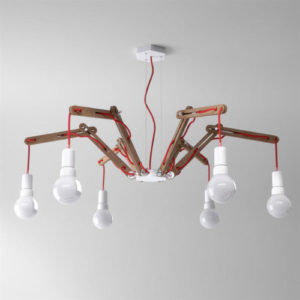 Lampa wisząca LOFT Spider z czerwonym przewodem